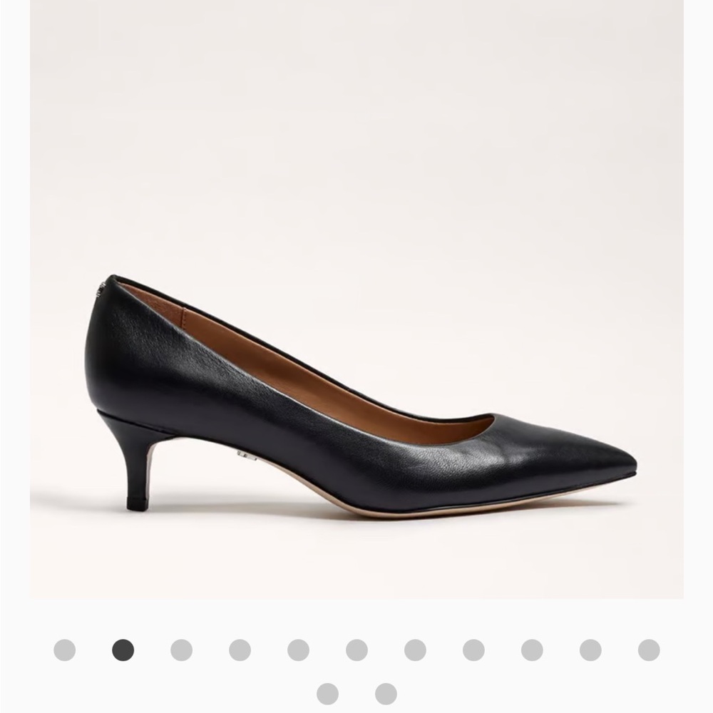 Sam Edelman Black Leather Pointed-Toe Kitten Heels